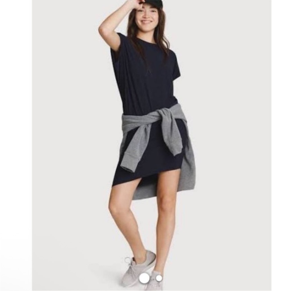 Kit and Ace Drape‎ Wave Black Asymmetric T-Shirt Dress Size Medium 6